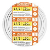 Energeaster solid indoor 14/2 NM-B cable coil ready for easy pulling and installation.