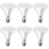 Energetic Lighting BR30 flood bulb 3000K emits warm, inviting light for living spaces.
