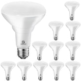 Energetic Lighting BR30 LED bulbs close-up showing 650 lumens for bright recessed lighting