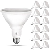 Energetic Lighting PAR38 LED flood outdoor bulb front view for bright outdoor lighting