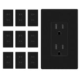 ENERLITES 10-pack matte black decorator receptacle with durable finish for modern spaces.