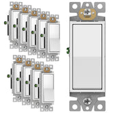Enerlites decorator paddle rocker switch front view, gloss white for a clean room aesthetic.