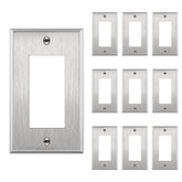 ENERLITES decorator wall plate brushed stainless front view enhances room aesthetics