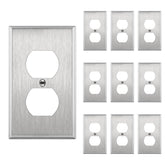 Enerlites duplex wall plate front view highlights durable brushed finish for long-lasting use