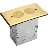 Enerlites screw-cap cover floor box kit in brass with 5in x 2.8in dimensions, tamper-resistant