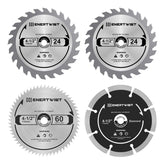 ENERTWIST 4-1/2 inch wood cutting blade closeup with 24T carbide teeth for precise cuts