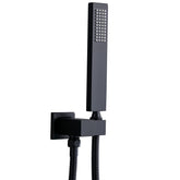 Enga square matte black brass handheld shower head with high‑pressure jets for thorough rinsing
