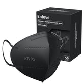 Enlove KN95 mask black 50-pack shows a 5-layer design for enhanced filtration during daily use.