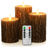 Enpornk flameless candles 4-inch pillar in pine for warm, safe ambience.