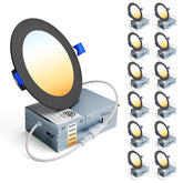 Ensenior 12-pack 4-inch LED recessed light in black, ideal for modern ceiling illumination