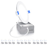 Ensenior 12-pack 4in LED recessed light in ceiling for tight spaces.