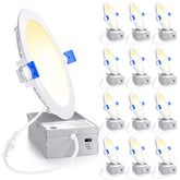 Ensenior 12-pack six-inch LED recessed light pack front view; bright and energy-efficient.