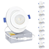 Ensenior 6-pack 4-inch gimbal LED recessed light with junction box for flexible ceiling lighting.