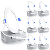 Ensenior 6-pack 4-inch LED recessed light close-up showing slim wafer design for a modern ceiling look