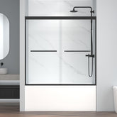 ENSO SENKA bypass door glass close-up with clear tempered glass for a bright, easy-to-clean look.