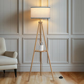 EOEYYOYB floor lamp with wood tripod base for stable, stylish living room lighting.