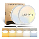EOSMILE 2-pack 12-inch LED flush mount ceiling light in white for bright hallways