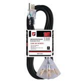 EP 10ft lighted outdoor extension cord with three outlets for night use