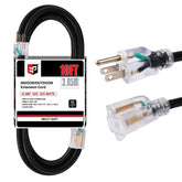 EP 10ft lighted outdoor extension cord with LED end indicator for night use