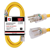 EP 10 ft lighted outdoor extension cord with LED end indicator for night visibility
