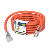 EP 25 ft lighted outdoor extension cord with LED end for easy visibility in the dark.