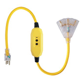 EP 3ft lighted GFCI extension cord with three outlets for safer outdoor power access.