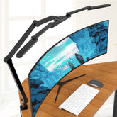 EPABINA LED desk lamp with clamp demonstrating extended reach for wide workspaces