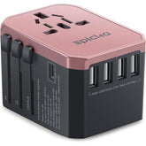 epicka universal travel adapter rose gold front view for global charging