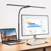 EppieBasic LED Desk Lamp with double head extended bar for wide desk coverage.
