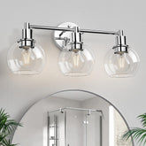 Espird 3-lights vanity light chrome with glass globes for bright bathroom illumination.