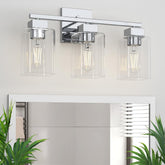 Espird chrome bathroom light over mirror with three bulbs for bright, even illumination.