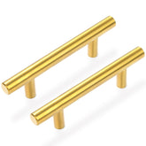 Estmoon brushed brass cabinet handle with 3in center for durable, comfortable grip.