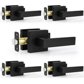 Estmoon matte black square passage door handle for hallway use, durable zinc alloy.