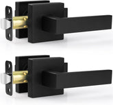 Estmoon passage door levers in matte black with a square handle for durable interior use.