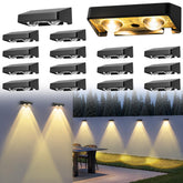 ESUNYD solar fence lights front view for enhanced outdoor wall illumination.