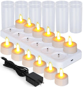 Esup rechargeable tealights with base create a soft ambient glow for elegant centerpieces.