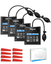 eSynic air wedge bag kit four-pack shown lifting a heavy appliance safely.