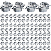 ETCYAOXIN 50pcs clamp connectors close-up in zinc finish for durable connections.