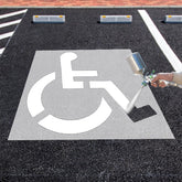 Eunika handicap stencil on asphalt creates crisp ada-symbol for parking spaces
