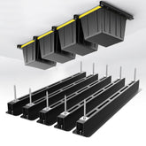 EVERHANGER ceiling storage rack installed in a garage for space efficiency