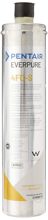 Everpure 4FC-S cartridge product shot highlighting enhanced filtration for beverages and ice.