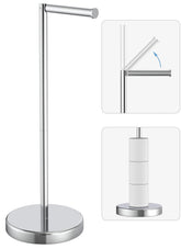 Evolvegoods chrome toilet paper holder stand with four-roll storage for clutter-free bathrooms.