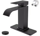 Evolvegoods matte black bathroom faucet front view shows modern vanity centerpiece