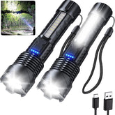 Ewenele rechargeable flashlight front beam for sharp indoor and outdoor visibility.