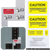 EXCELFU generator interlock plate closeup showing safe main and generator separation.