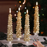 Eywamage Gold Christmas Tree Candles with remote glow for festive ambiance