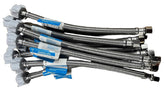 EZ-FLUID 16-inch braided stainless toilet connector with 3/8 inch compression and 7/8 inch ballcock ends.