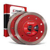EZARC 4-1/2 inch blade cutting porcelain smoothly for precise results.