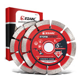 EZARC 5-inch segmented diamond blade at work on stone master material for clean, fast cuts