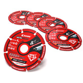 EZARC cut-off wheel mounted for metal cutting with efficient performance.